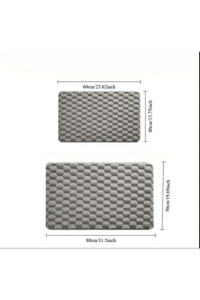 DECORA CASA HOME COLLECTİON (1Pcs) Rabbit Hair Honeycomb Pattern Non-Slip Base Bath Mat