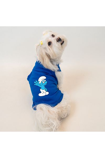 Buddy Store Cat & Dog Clothing Clothes - Printed Saks Blue Undershirt (Combed 100% Cotton)
