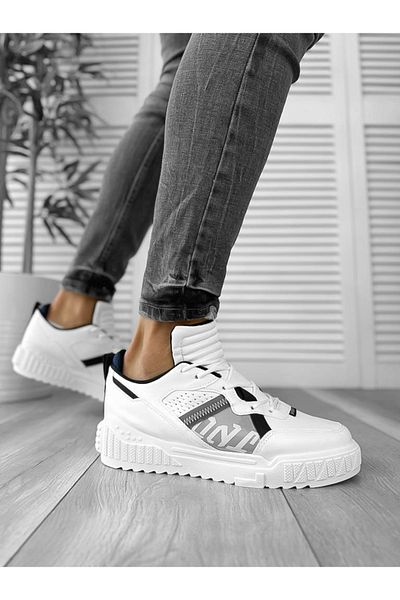 Casual Adidasi barbati, din piele ecologica, 93, White grey