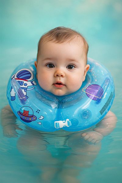 jetlegelsin Safety Locked Baby Swimming Neck Ring Blue Color-2309013