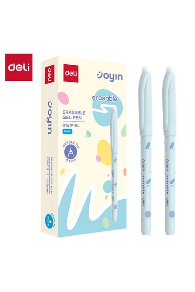 Deli قلم جل قابل للمسح EG161P-BL 0.5 مم أزرق 12 قلمًا - مثالي للكتابة السلسة والخالية من الأخطاء