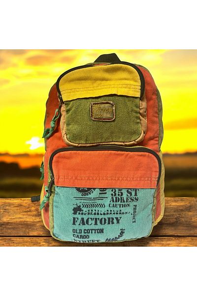 Old Cotton Quality Single Compartment Vintage Design Daily Backpack Travel School Travel Bag Jannie Bag 27 cm X 40 cm