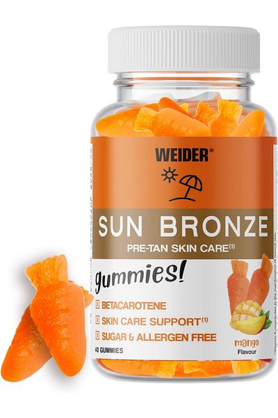 Weider Sun Bronze, Skin Care, 40 Gummies, Mango Peach, 20 Servings