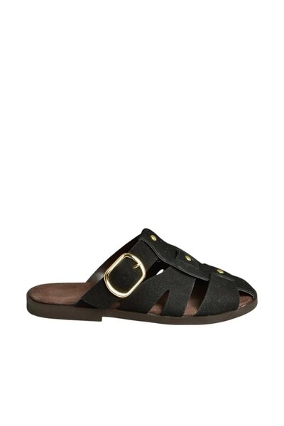 Fox Shoes U458334202 Black Suede Closed Front Women's Slippers