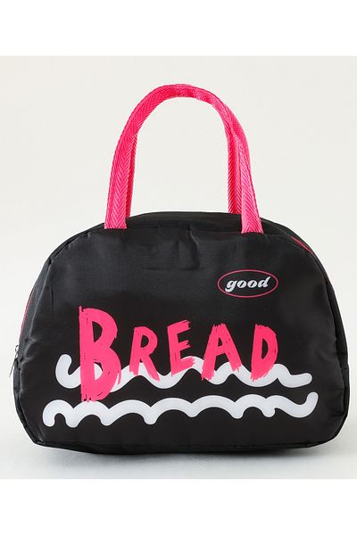 Fab N Funky Bread Themed Lunchbag, Spacious, Lightweight, Easy to Carry, 4 Years+, 27 x 13 x 19 cm - Black