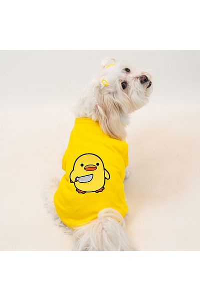 Buddy Store Cat & Dog Clothing Clothes - Printed Yellow Undershirt (Combed 100% Cotton)