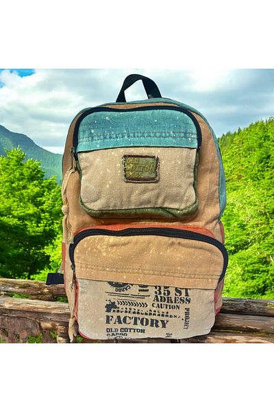Old Cotton Quality Single Compartment Vintage Design Daily Backpack Travel School Travel Bag Jannie Bag 27 cm X 40 cm