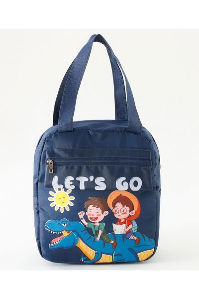 Fab N Funky Letâ€™s Go Themed Lunchbag, Lightweight, Spacious, Easy to Carry, 3 Years+, 22 x 11 x 24 cm - Navy