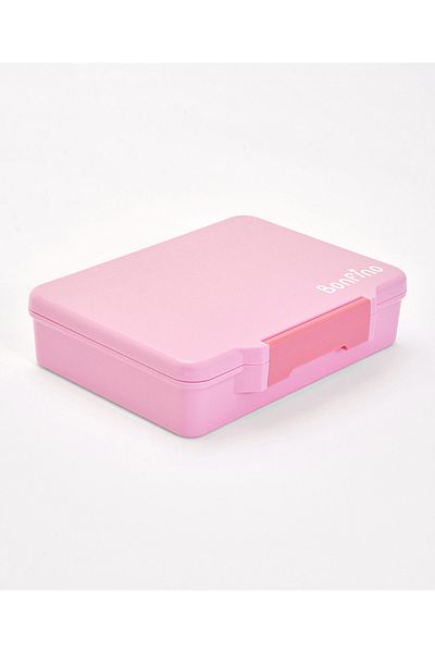 Bonfino Bonfino Lunch Box with Cutlery and Side Dish Container , 1330 mL, 23 x 17 x 5.5 cm - Pink