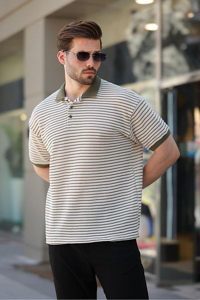Madmext Khaki Polo Neck Knitwear Men's T-Shirt E7139