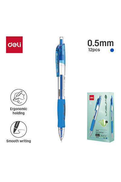 Deli Deli EG08-BL 0.5mm Gel Pen Blue Ink 12pcs – ideal for office, school & e...