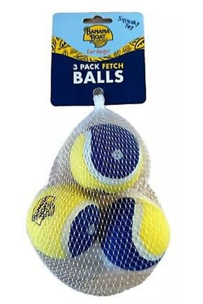 Banana Boat 3 Pack Fetch Tennis Balls for Dogs- Floats And Squeaky