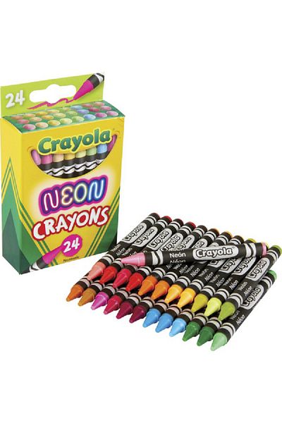 Crayola 24-Piece Non-Toxic Bright Neon Color Crayons Multicolor