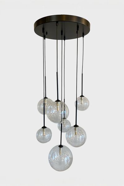 Favori Aydınlatma Sfera Modern Multiple Glass Globe Pendant Lamp Chandelier - Black Body