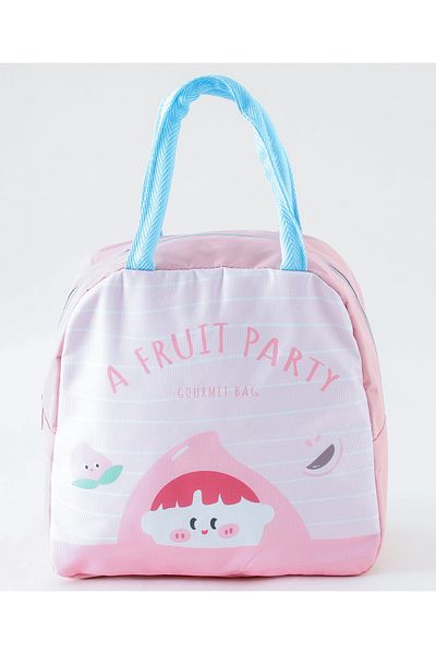 Fab N Funky A Fruit Party Themed Lunchbag, Lightweight, Spacious, Travel-Friendly - Pink