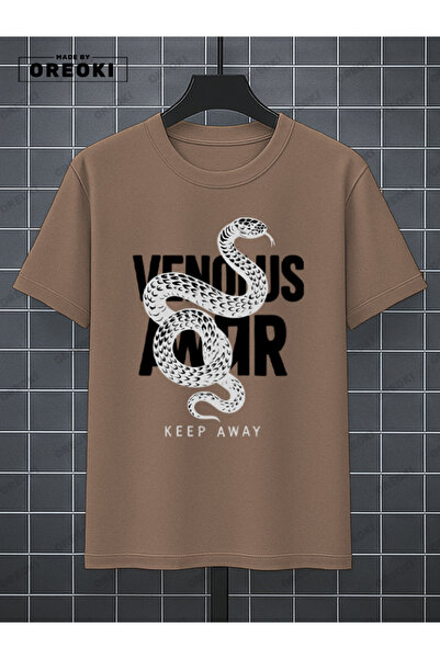 EFFRENATU Stand Back Printed Cotton Men's Light Brown T-Shirt-Black Shorts Set