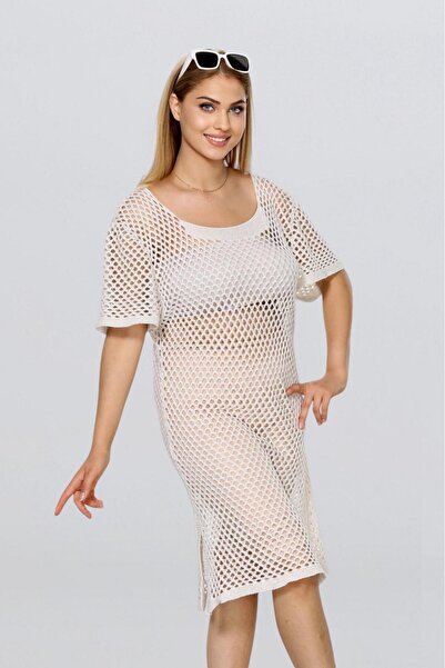 Fox Life Kids Γυναικείο Πλεκτό Διχτυωτό Πλεκτό Βαμβακερό Φόρεμα παραλίας Pareo FLT1019