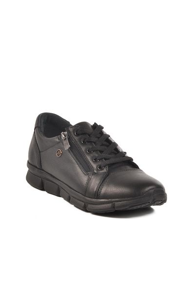 AYAKMOD 630 Z Orthopedic Genuine Leather Women's Black Casual Shoes