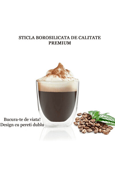 Köken Set of 6 mugs, double-walled thermal coffee mug, 100 ml each, borosilicate glass