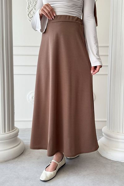 InStyle Fusta dubla din tesatura tricotata - Maro Lapte
