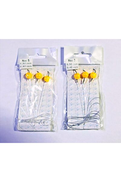TRAKAV Boncuklu 3 İğneli Sıralı Sazan Takımı 10 mm Sarı