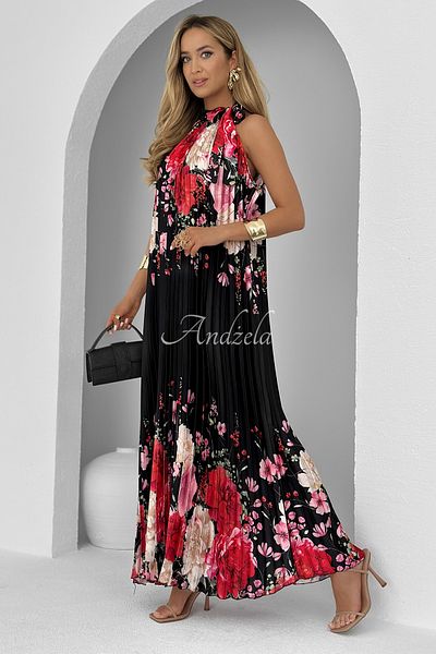 Neşeli Butik Women Satin Fabric Pleated Design Dress Nbemp2775