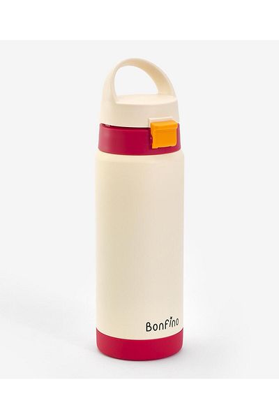 Bonfino Water Bottle, Insulated,Made with Stainless Steel 304, 3 Years+, White and Red - 550 mL