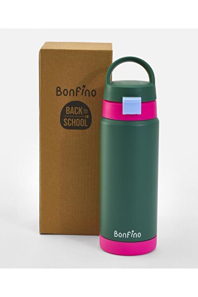 Bonfino Water Bottle, Insulated, Stainless Steel 304, 3 Years+, Green and PInk - 550 mL