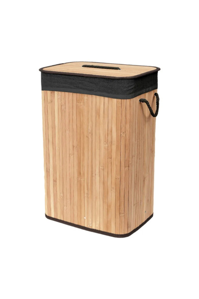 COMPACTOR سلة غسيل مستطيلة قابلة للطي من الخيزران مع غطاء من روس