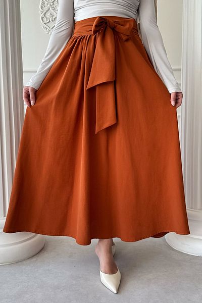 InStyle Pleated Girdle Detail Tile Skirt