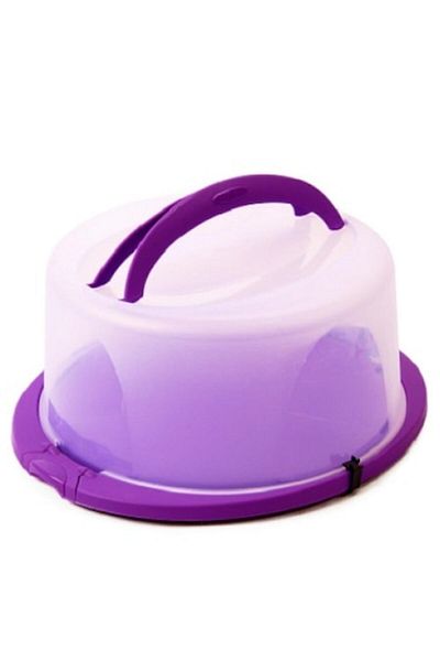 sterk Round Cake Stand with Lid and Handle Sterk, Transparent-Purple