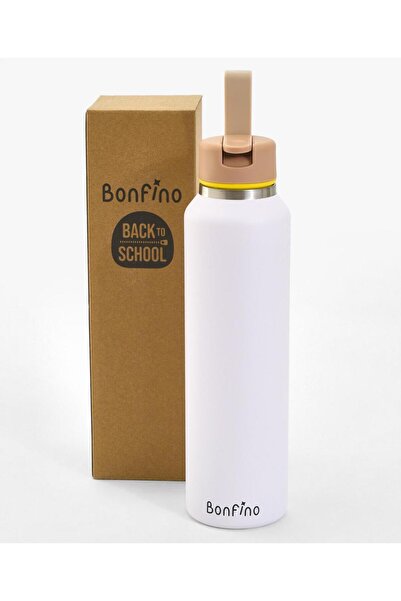 Bonfino Water Bottle, Insulated, Made with Stainless Steel 304, 5 Years+, White - 470 mL