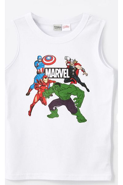 LC Waikiki Lcw Kids Gray Crew Neck Hulk Printed Boys Tank Top and Swim Shorts