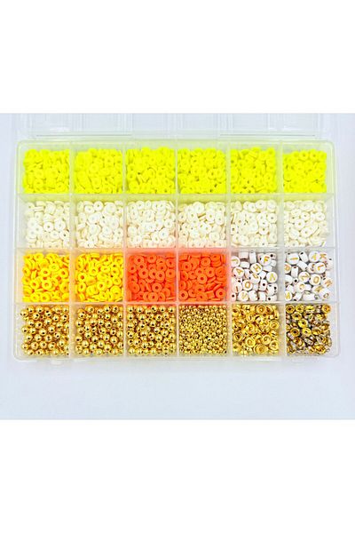 yiğit aksesuar Yellow White Fimo Beads Letter Beads and Spacers Jewelry Making Kit Hobby Supplies 5