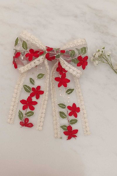 gigigiyim Flower Embroidered Ribbon Patterned Automatic Women's Buckle