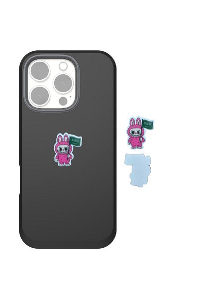 LABUBU Metal Sticker for Mobile or An Smooth Surface Shape of Labubu with Saudi Flag