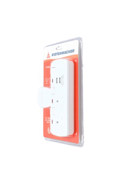 Kistenmacher 3250W 2-BS Socket 2-USB Port Lightweight Fast-Charging Compact Wall Socket Adapter
