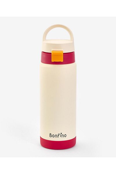 Bonfino Water Bottle, Insulated,Made with Stainless Steel 304, 3 Years+, White and Red - 550 mL