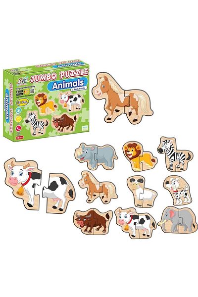 Jagu 2 Piece Jumbo Puzzle Animals 18 Pieces.