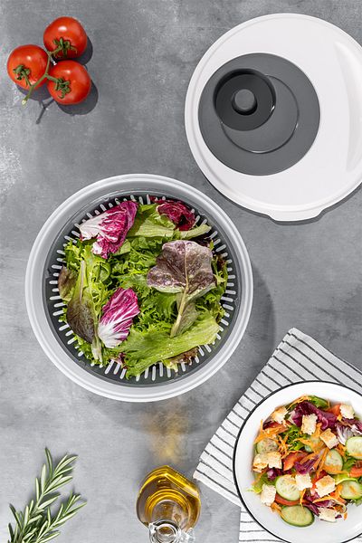 Mutfak Köşesi Circle Salad Dryer 4.5 Lt – Vegetable Drying Container with Ergonomic Handle and Large Chamber Anthracite