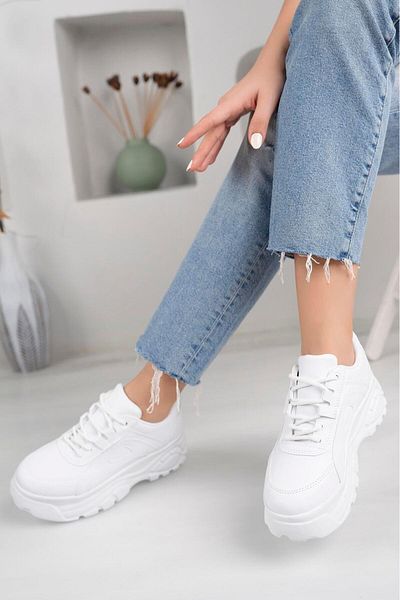 homiro High-Top Lightweight Comfortable Lace-Up Sneakers-White