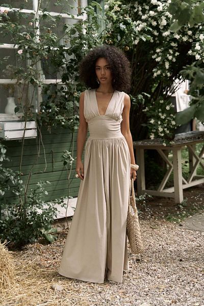 BOHEMAİ Emilia Corset Detail Stone Μακρύ Φόρεμα