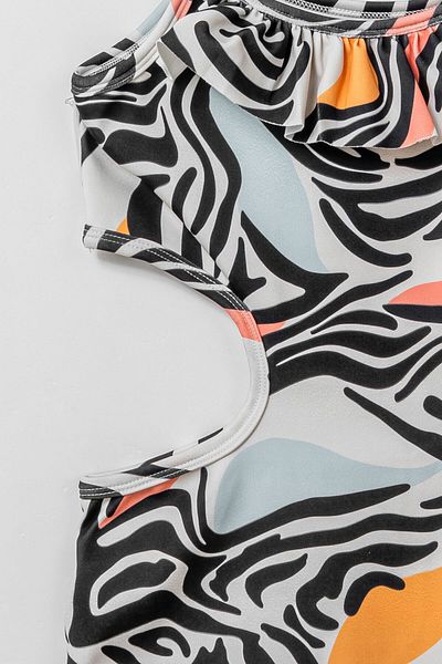 Beniizle Patterned Ruffle Detailed Girl's Swimsuit