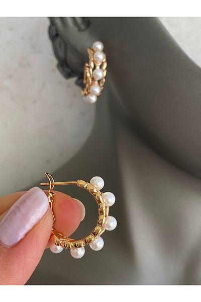 Lucios Pearl Hoop Earring with Golden Craftsmanship