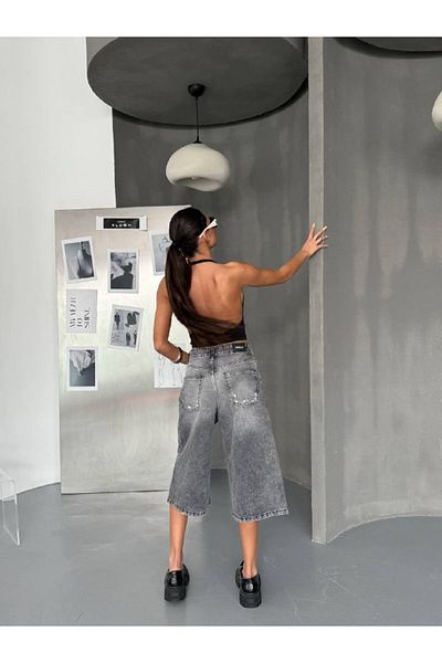 DENİKK TREND ΜΕΛΑΝΙ ΠΛΥΝΤΗΡΙΟ LASER BAGGY JEAN DENIM ΒΕΡΜΟΥΔΑ ΡΟΛΟ ΣΟΡΤΣ