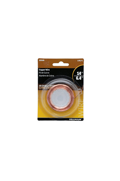 HILLMAN سلك نحاسي معزول مرن متعدد الأغراض مقاس 18، بطول 25 قدمًا