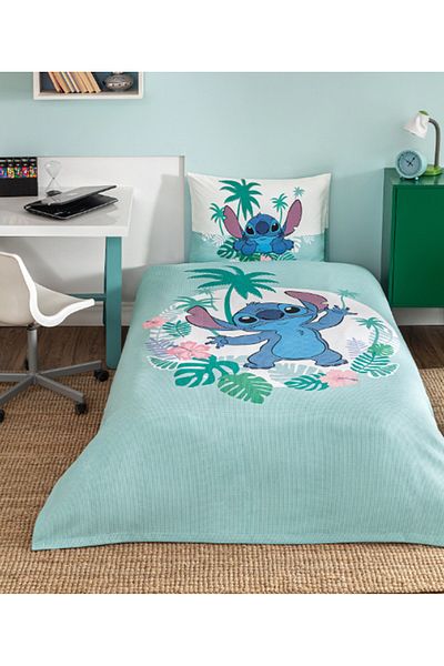 Özdilek Özdilek Stitch Summer Single Disney Licensed Elastic Sheet Children's Duvet Cover Set Mint