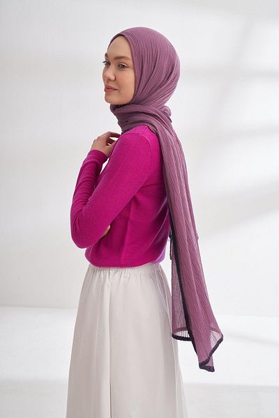 ARMANDA Muslin Piping Shawl - Lilac