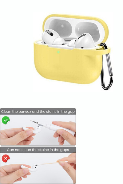 Genel Markalar Apple AirPods 4.Nesil Kılıf Kapak + Temizleme Kalemi ile Tam Koruyucu Silikon Kılıf , Ön LED Görünür