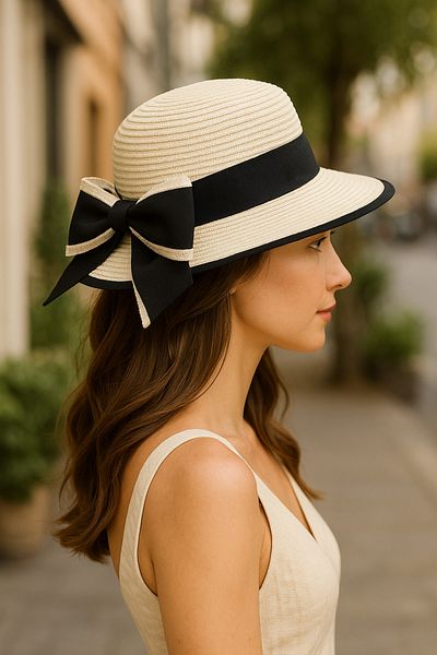 LAGRANZE Women's Bow Straw Hat